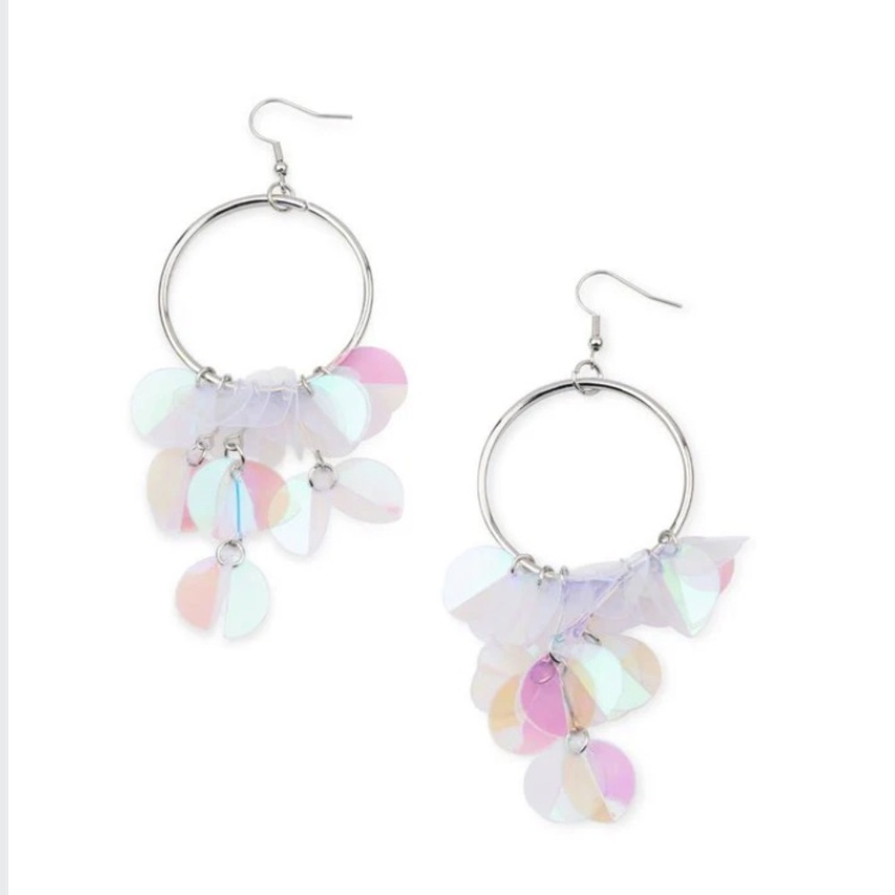 Silver Iridescent Hoop Earrings